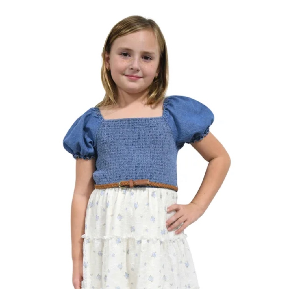 Zunie Youth Denim Dress NWT White - Easter Flower Girl Graduation